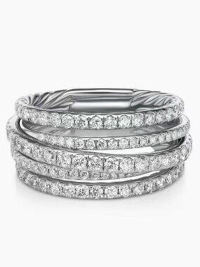 David Yurman 925 Silver Rings with Original Pouch